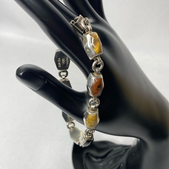 Taxco Mexican 925 bracelet with multiple stones - Picture 2 of 5